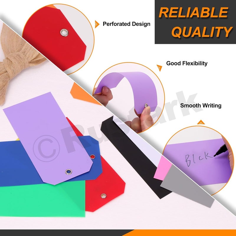 Rustark 152Pcs 10 Colors Plastic Shipping Tags with Pens 3.15"x6.3"/8x16CM Plastic Hang Tags Waterproof Shipping Tag Writable Blank Hang Tag with Holes for Luggage Garage Inventory Car Parts - Image 4